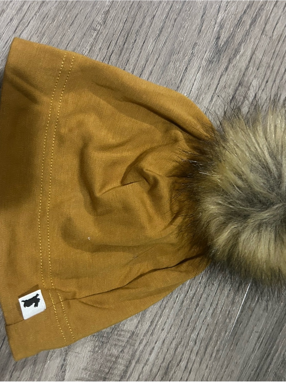 Toddler Faux Fur Pom Beanie in Mustard